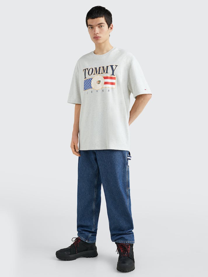 Tommy Jeans Skater Oversized Men's T Shirts Silver Grey | KiJyD9e4WIB7