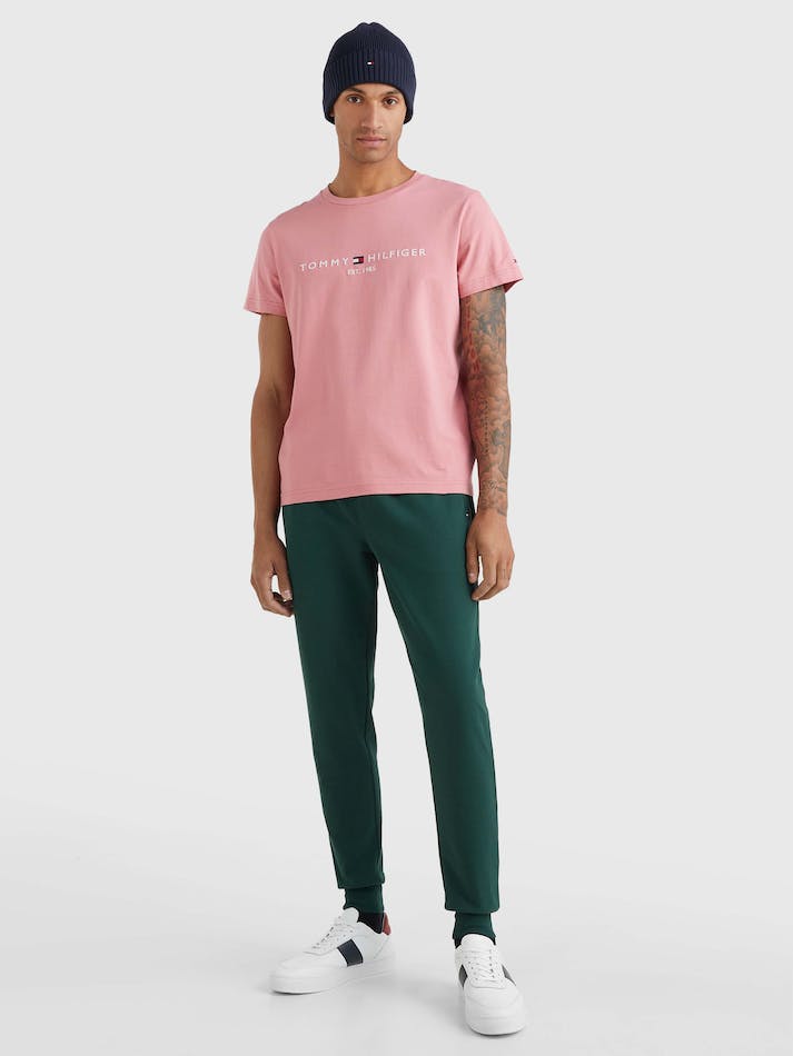 Tommy Hilfiger Slim Fit Organic Cotton Men's T Shirts Pink | HINaG1mq9k5T