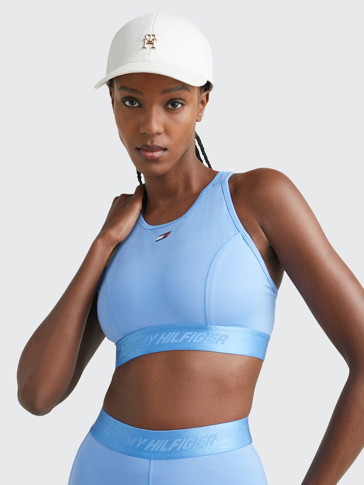 Tommy Hilfiger Sport Essential Medium Support Racerback Women's Tops Blue | d5xTBYHNYDc9