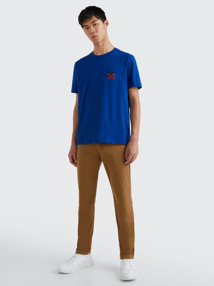 Tommy Hilfiger TH Monogram Essential Embroidery Men's T Shirts Blue | 9eWlanKbnlrN