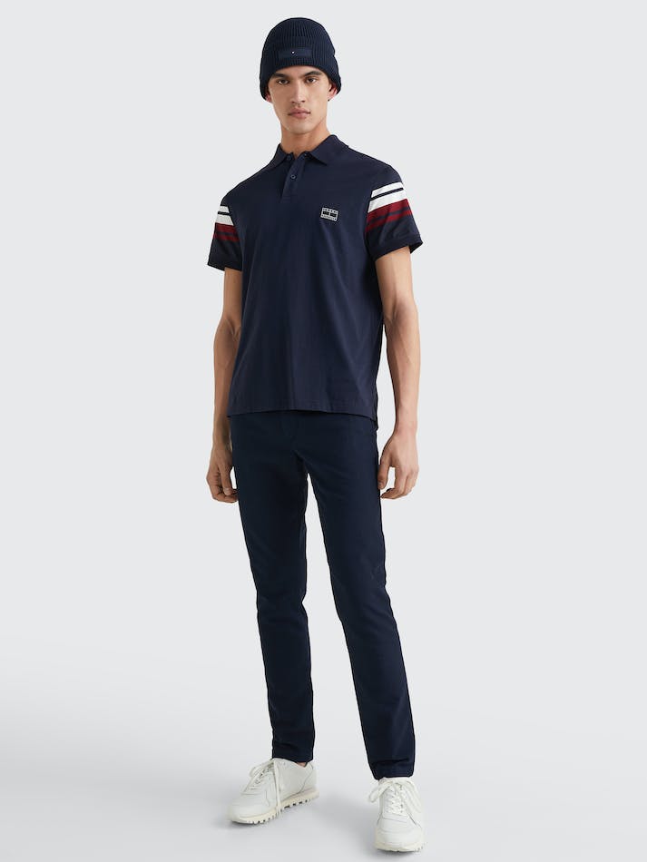 Tommy Hilfiger Tape Men's Polo Shirts Blue / Dark Red | tLrDoCdfFSMk