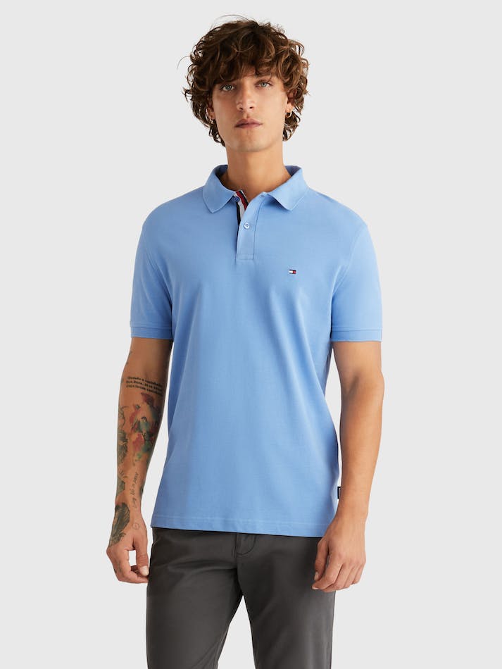 Tommy Hilfiger Tape Placket Regular Men's Polo Shirts Blue | ybEzGv7FItHJ