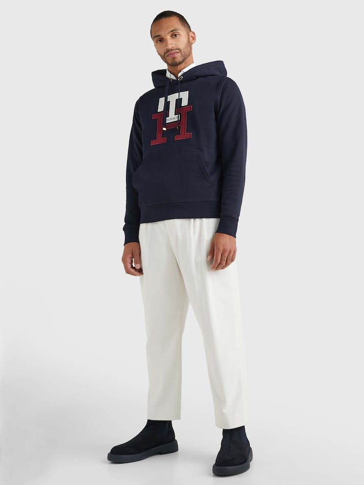 Tommy Hilfiger Th Monogram Applique Men's Hoodie Blue | EMaXRd1ZeIJo